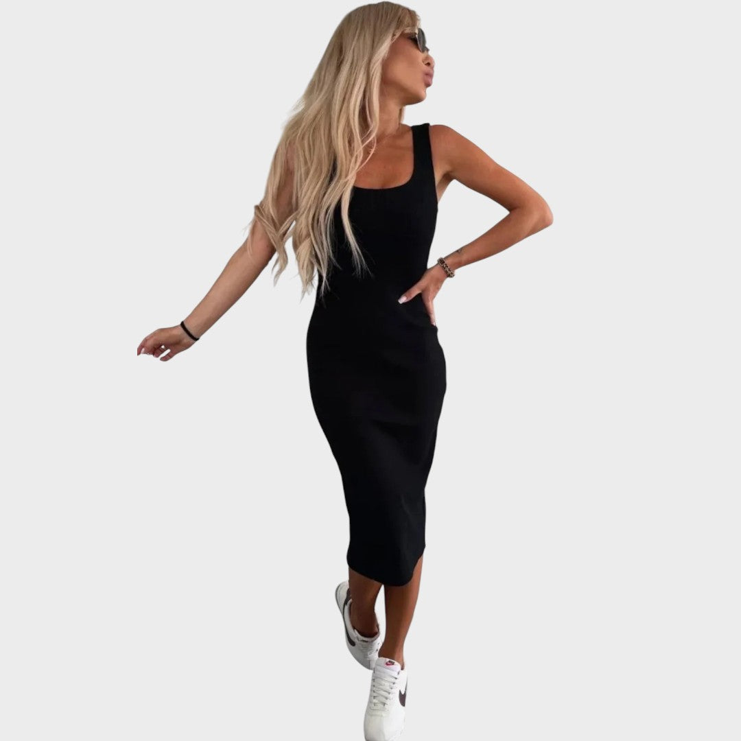 Karin | Midi Dress and Ribbed Bomber Jacket Set