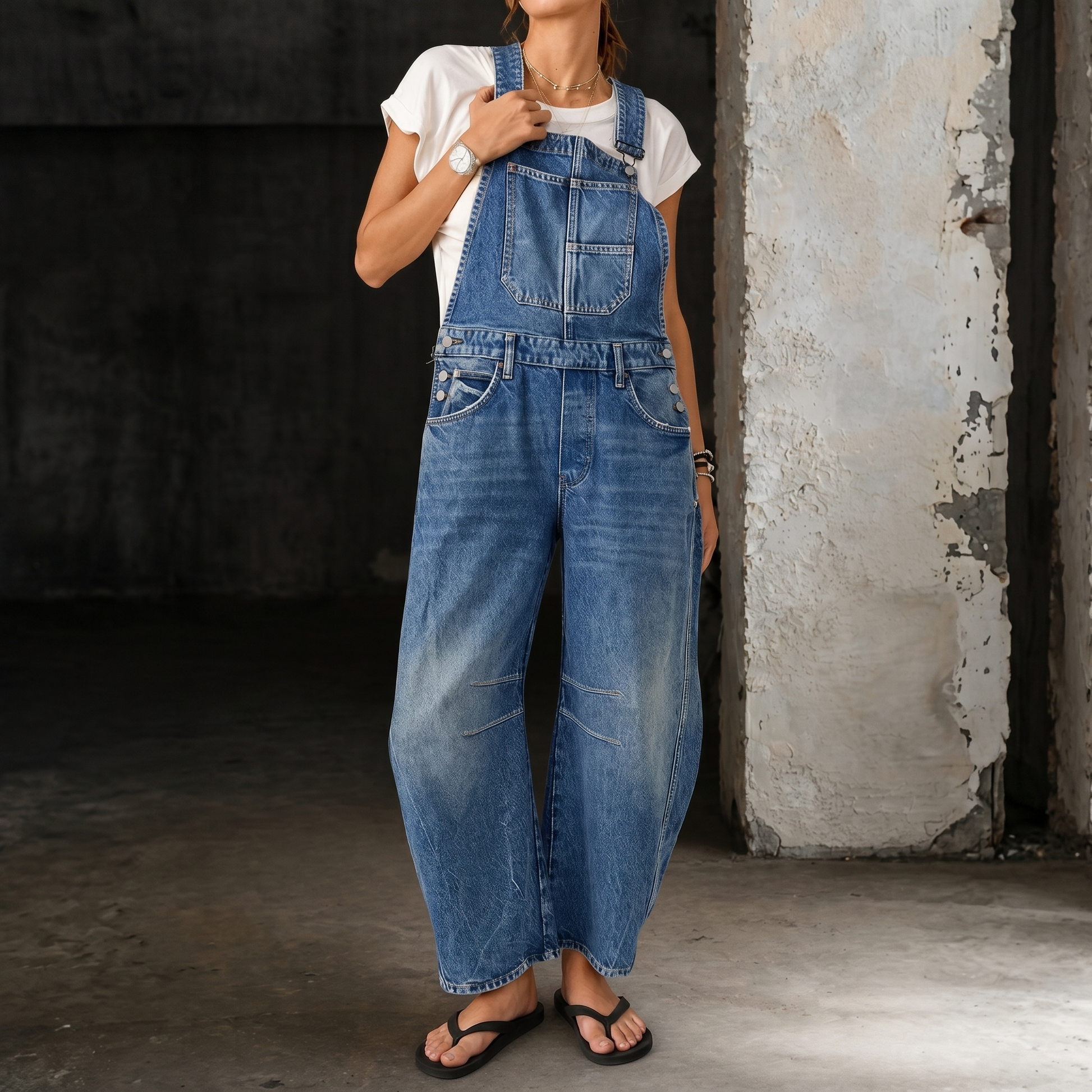 Lauren | Barrel Denim Overalls