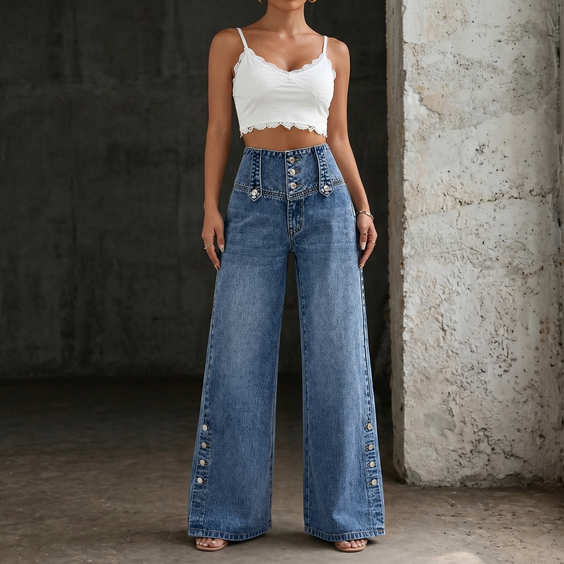 Mia | High Waist Slit Jeans