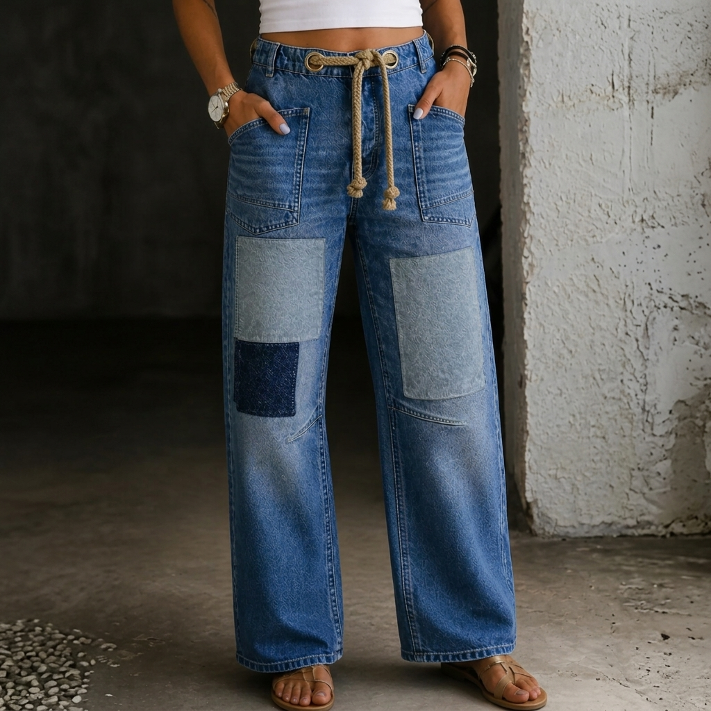 Margaret | Patchwork Drawstring Jeans