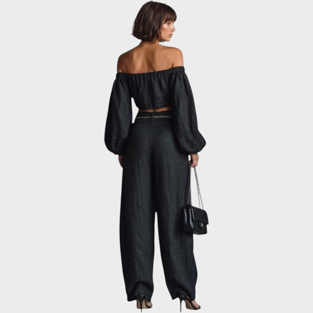 Cíntia | Off-Shoulder Set with Wide Pants