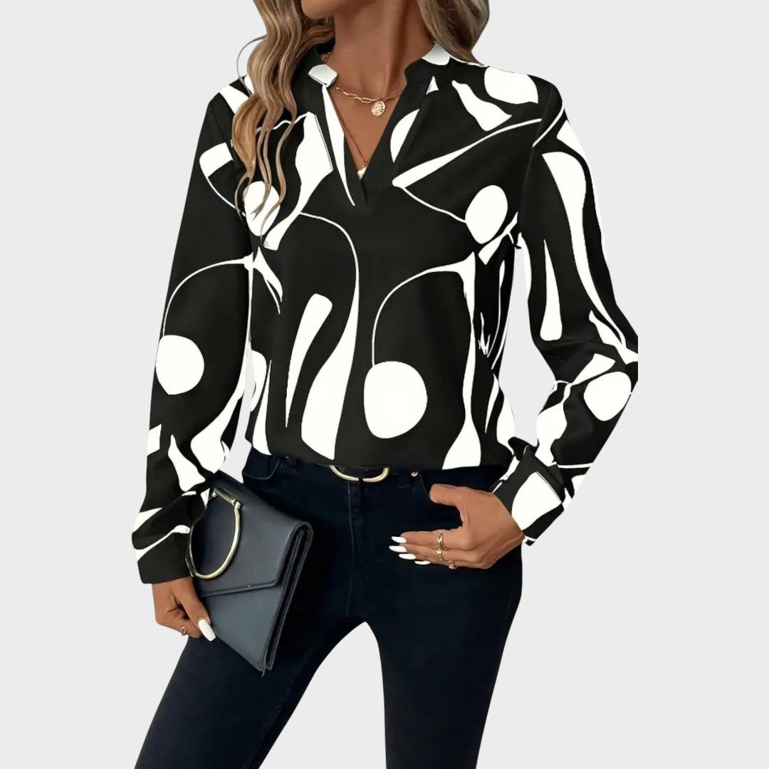 Joana | Elegant long-sleeve blouse with V-neck