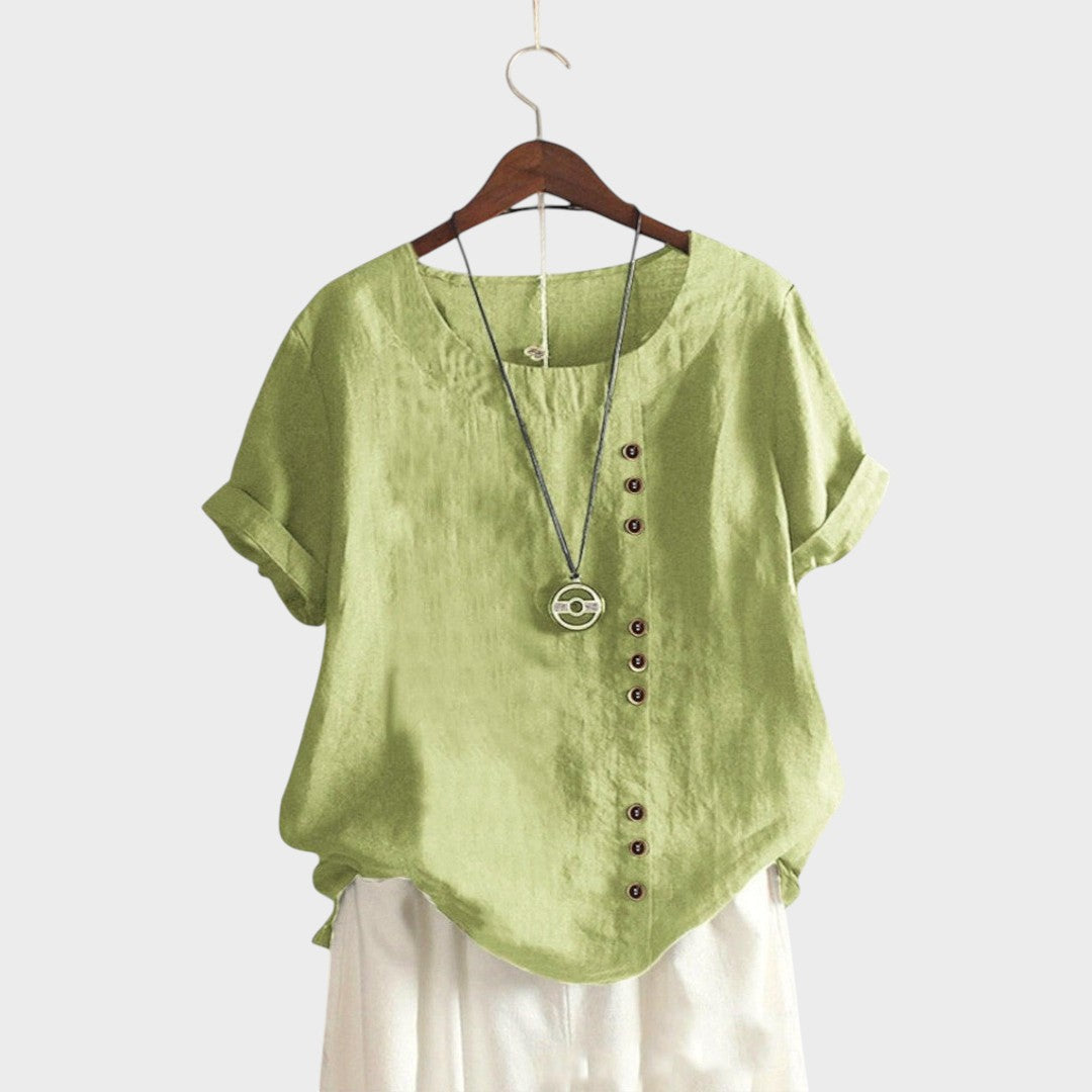 Mathilde | Short Sleeve Button-Up T-Shirt