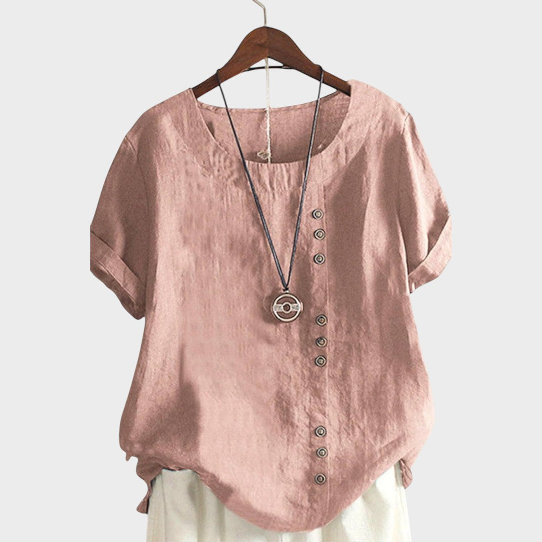 Mathilde | Short Sleeve Button-Up T-Shirt