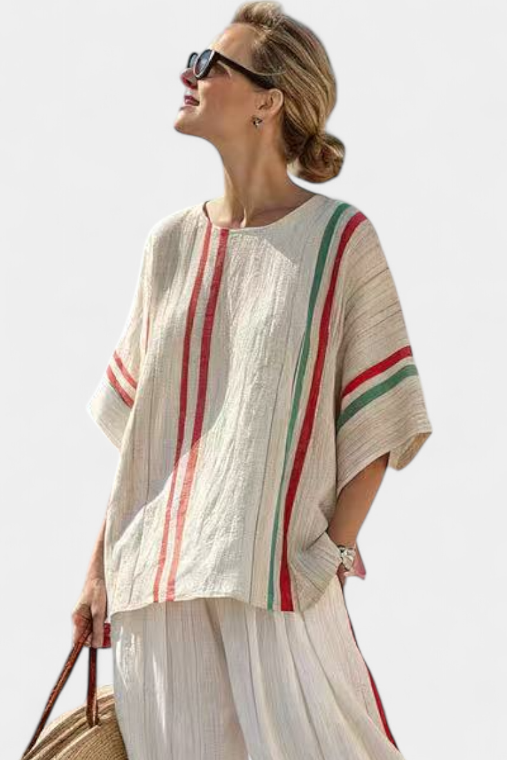 Everly | Printed Boho Blouse and Comfortable Wide Leg Pants