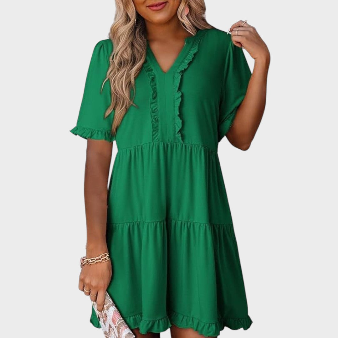 Barbara | Casual Short Dress with V-Neck