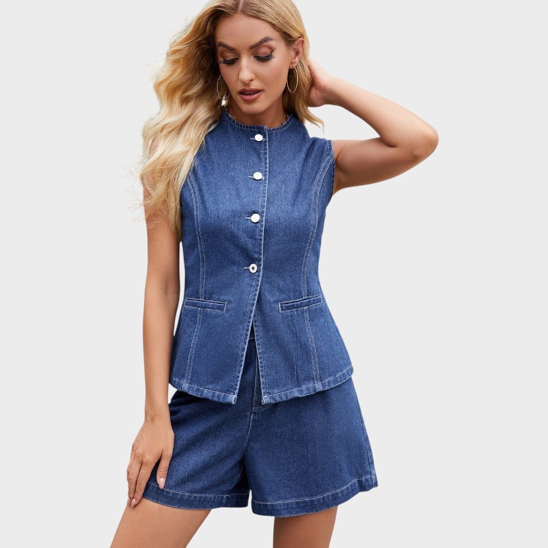 Harpery | Comfy Sleeveless Summer Denim Co-Ord Set