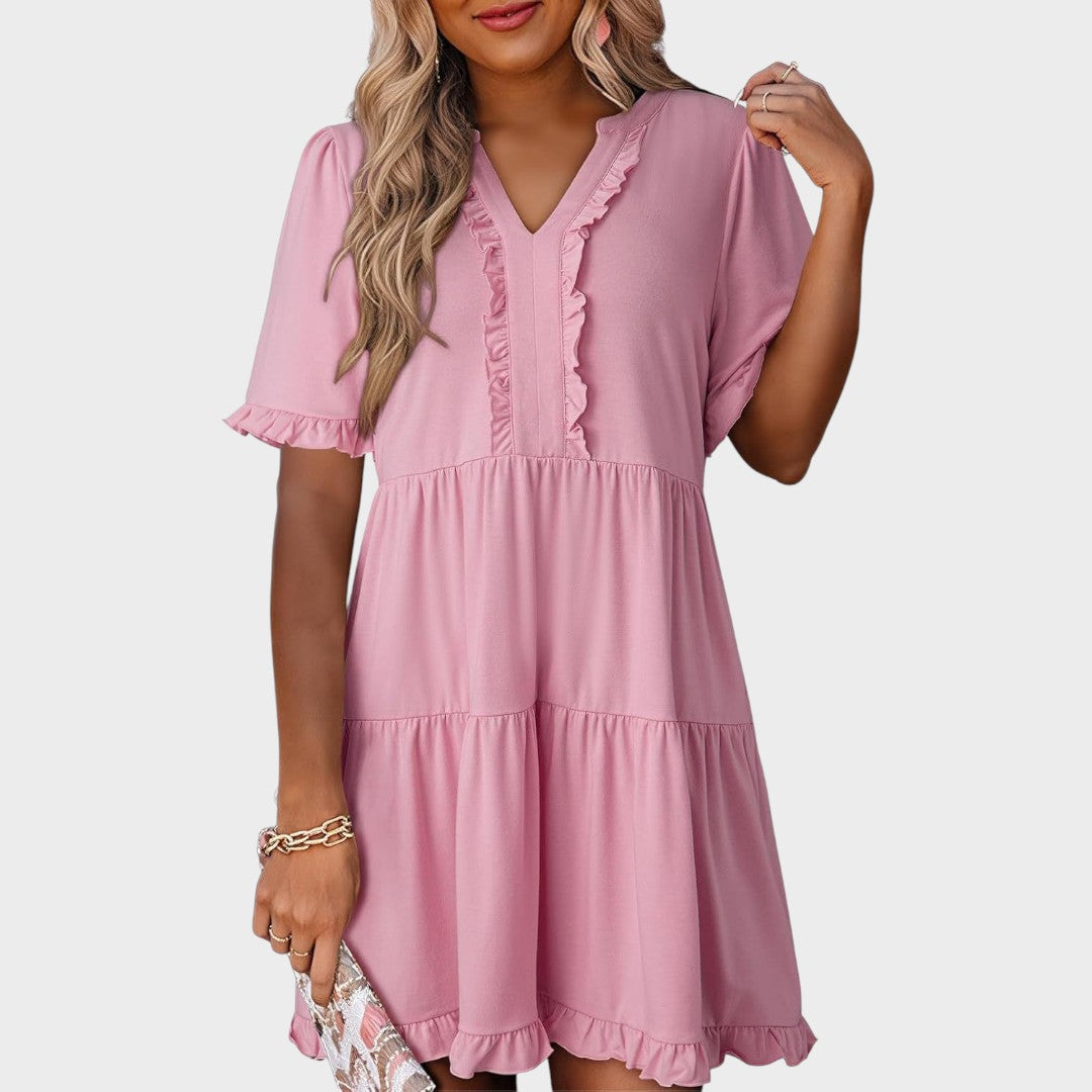 Barbara | Casual Short Dress with V-Neck