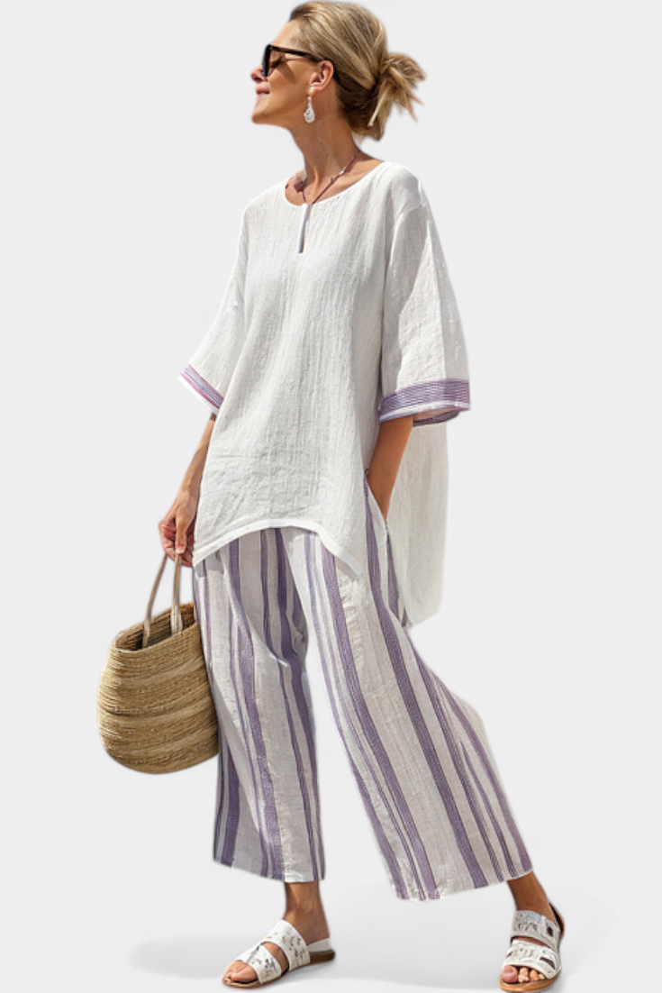 Skye | Relaxed Shirt and Striped Bamboo Trousers