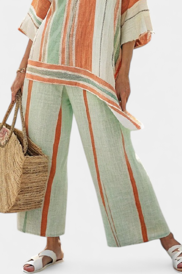 Elisabetta | Elegant Asymmetric Top and Wide-leg Trousers