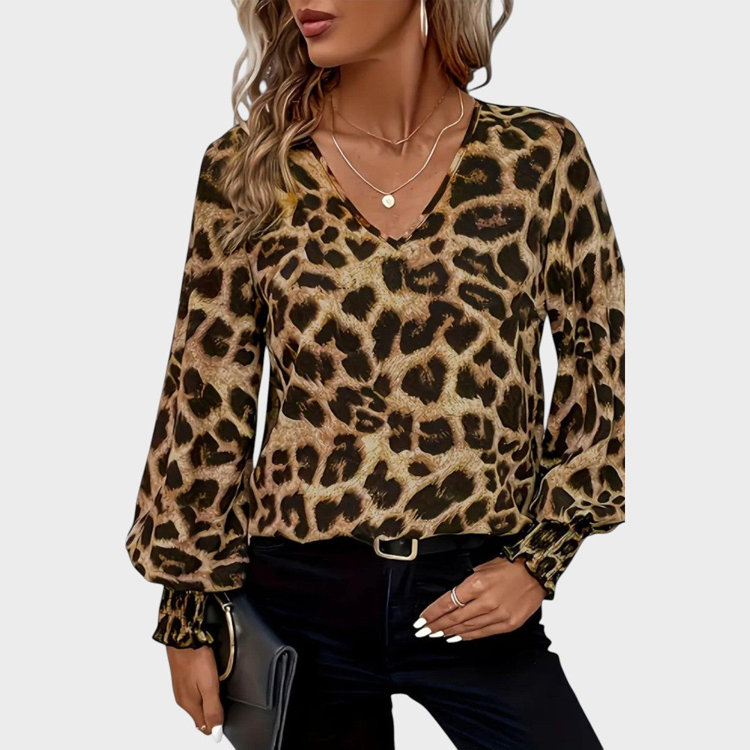 Susan | Elegant Blouse with Leopard Print