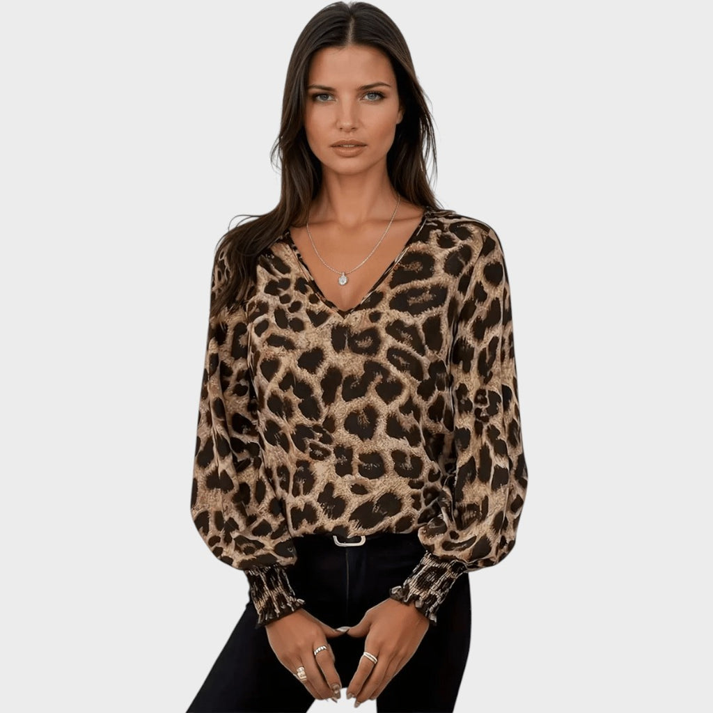 Susan | Elegant Blouse with Leopard Print