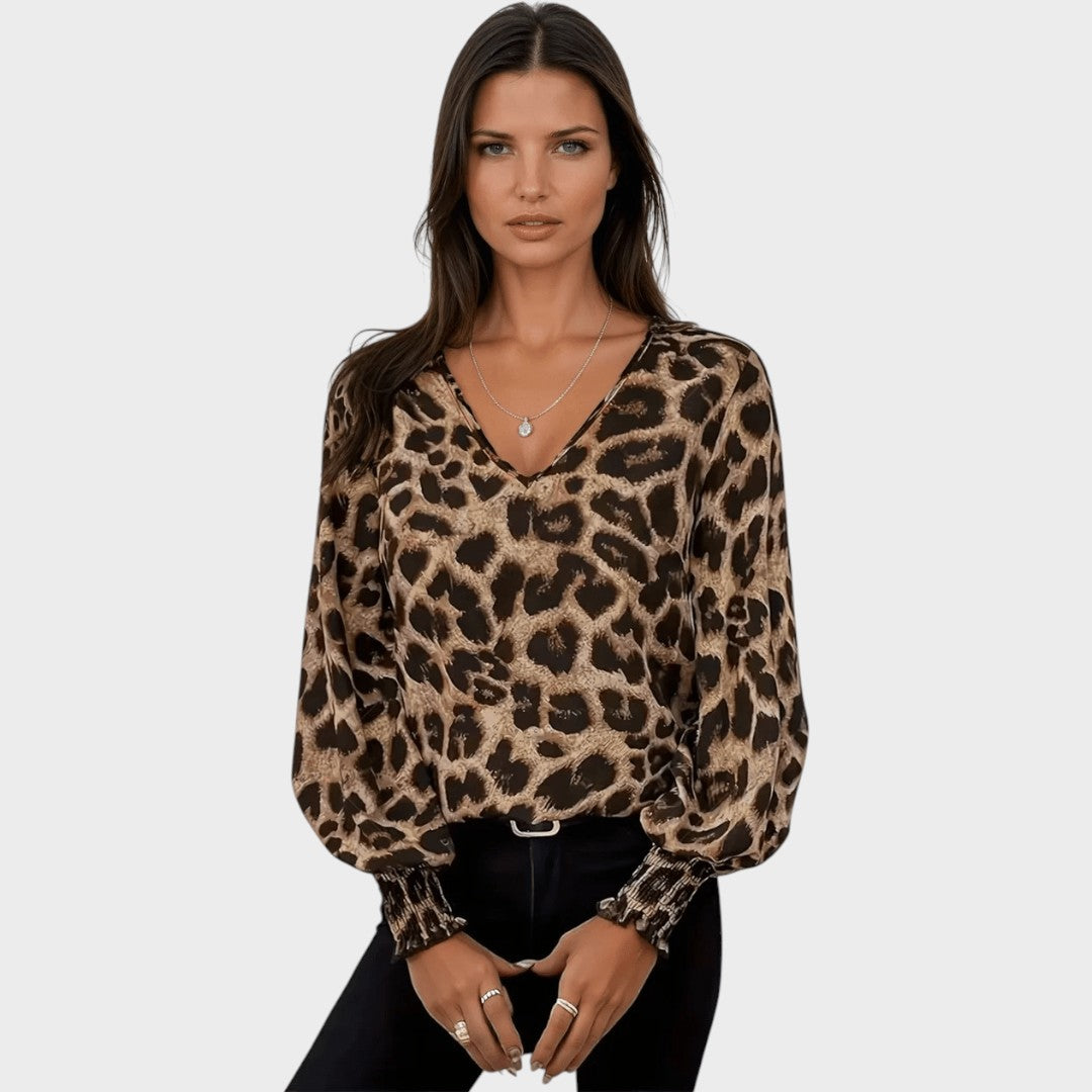 Susan | Elegant Blouse with Leopard Print