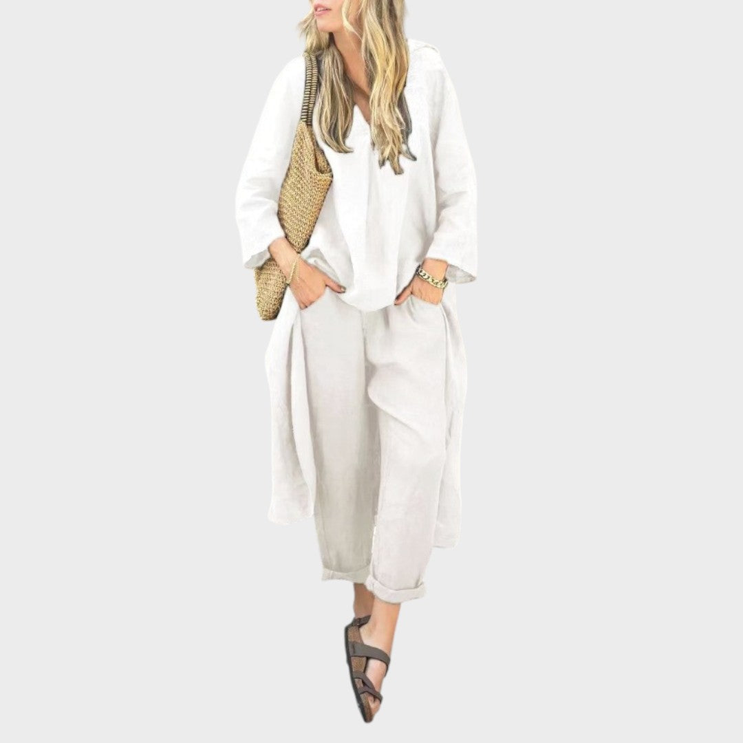 Solura | Two-Piece Cotton Set with V Line