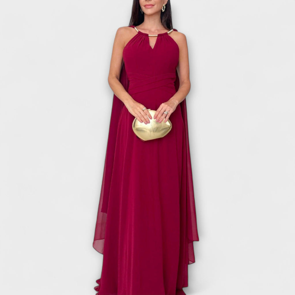 Mabel | Elegant Maxi Dresses with Cape and High Slit