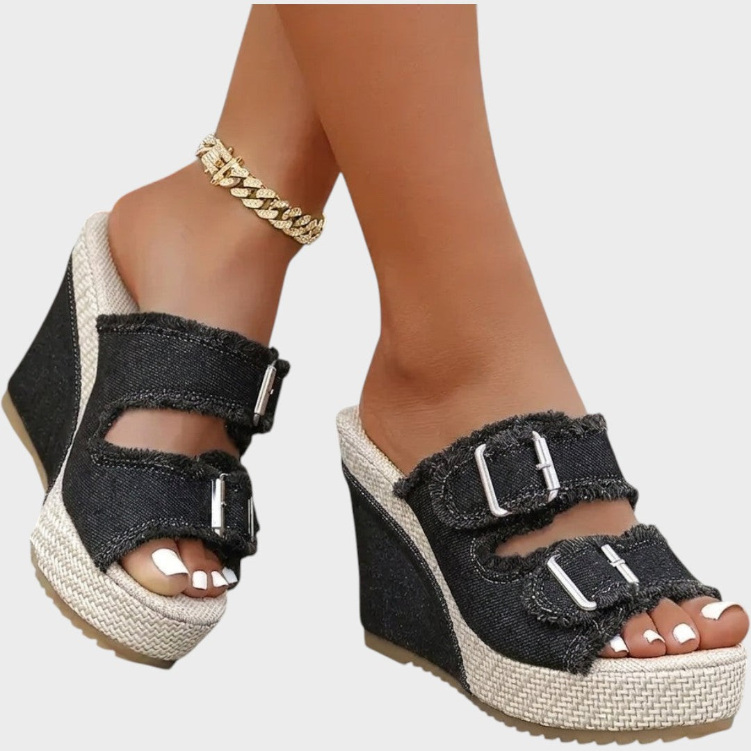 Atelier | Fray Edge Wedge Sandals