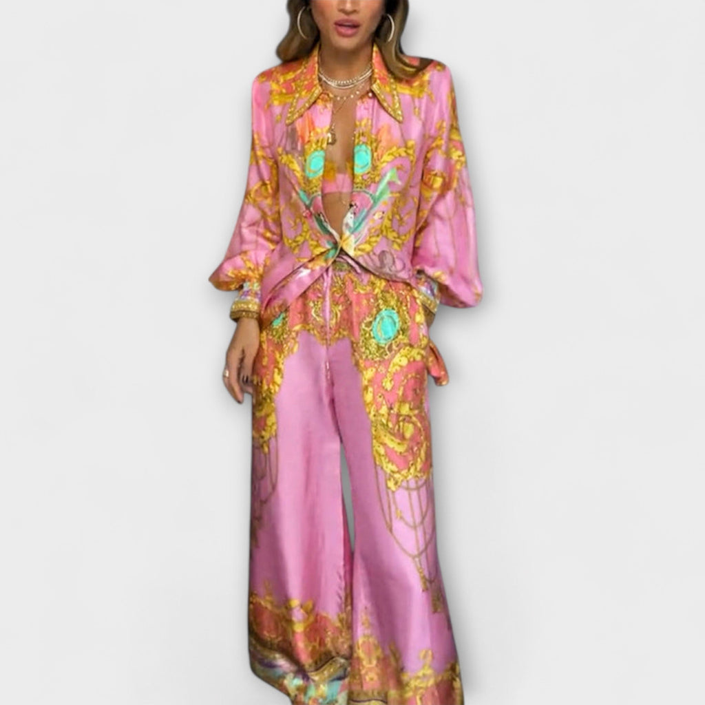 Sage |  Mermaid Relaxed Shirt and Elastic Waist Pants Set