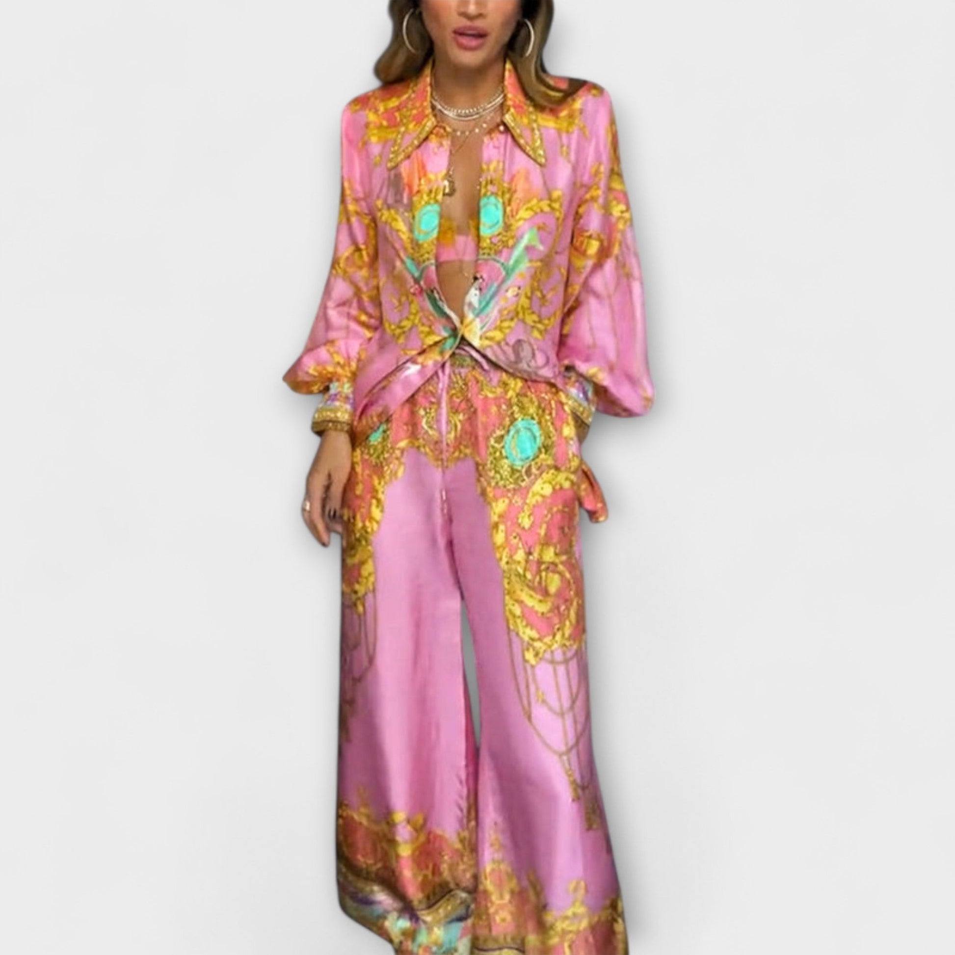 Sage |  Mermaid Relaxed Shirt and Elastic Waist Pants Set
