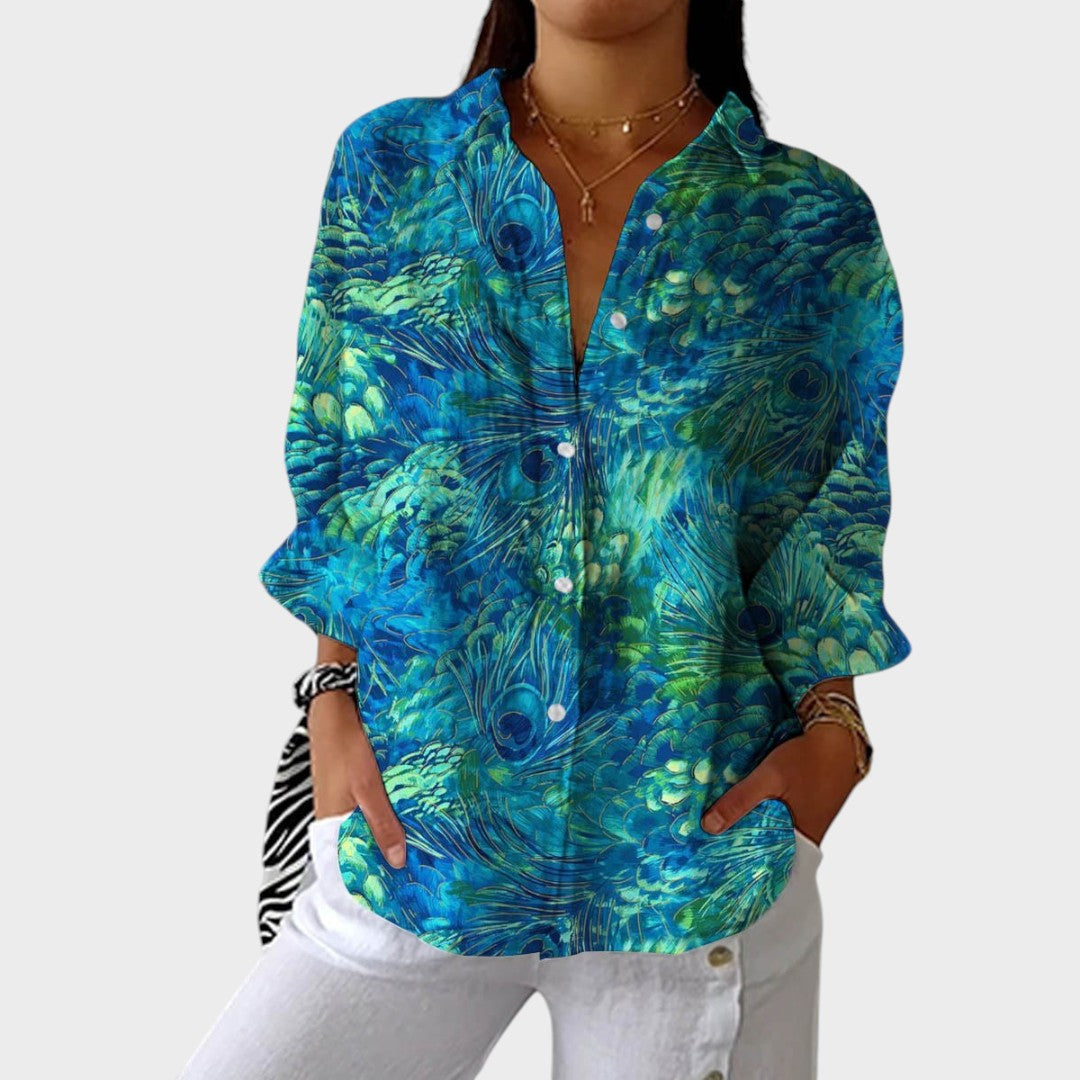 Patricia | Blue Nature Printed Blouse