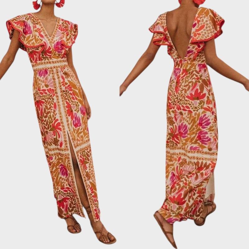 Jessy | Midi Dress with V-Neck and Split