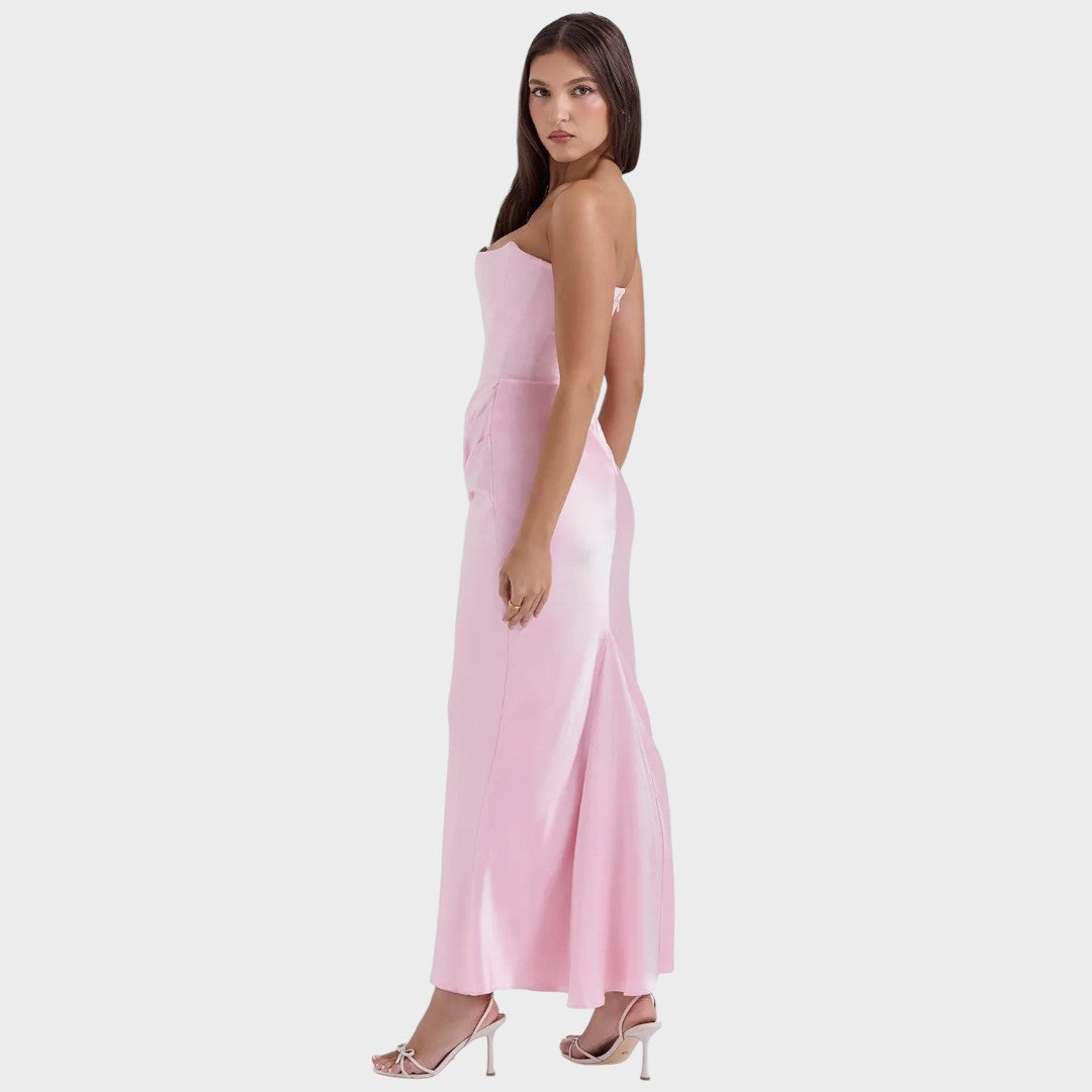 Flora | Satin Dress with Built-in Top