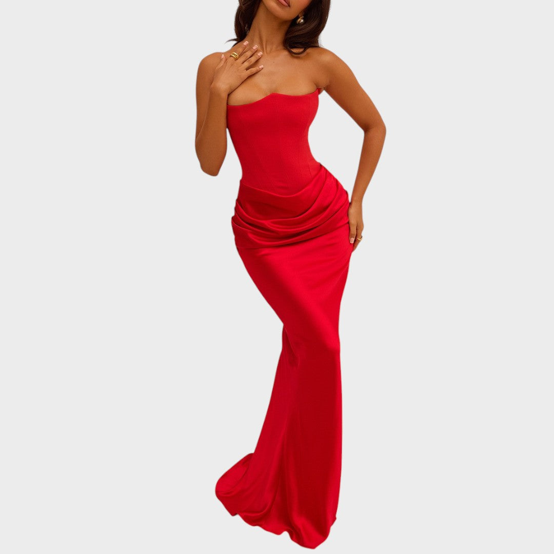 Flora | Satin Dress with Built-in Top