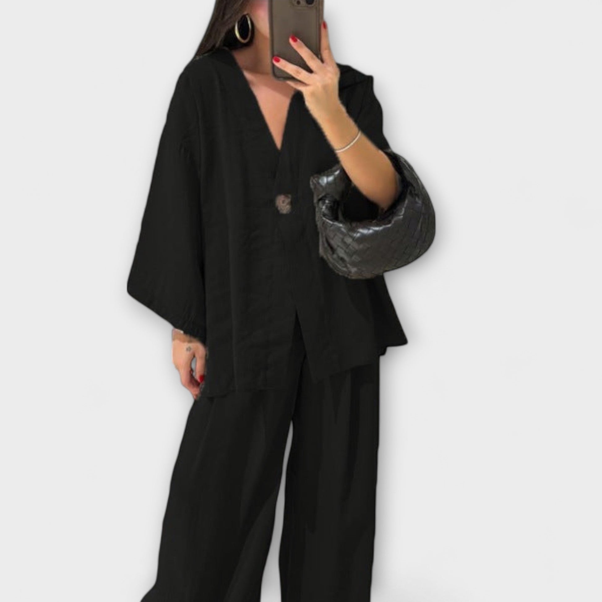 Jacqueline | Casual V-Neck Top and Pants Duo