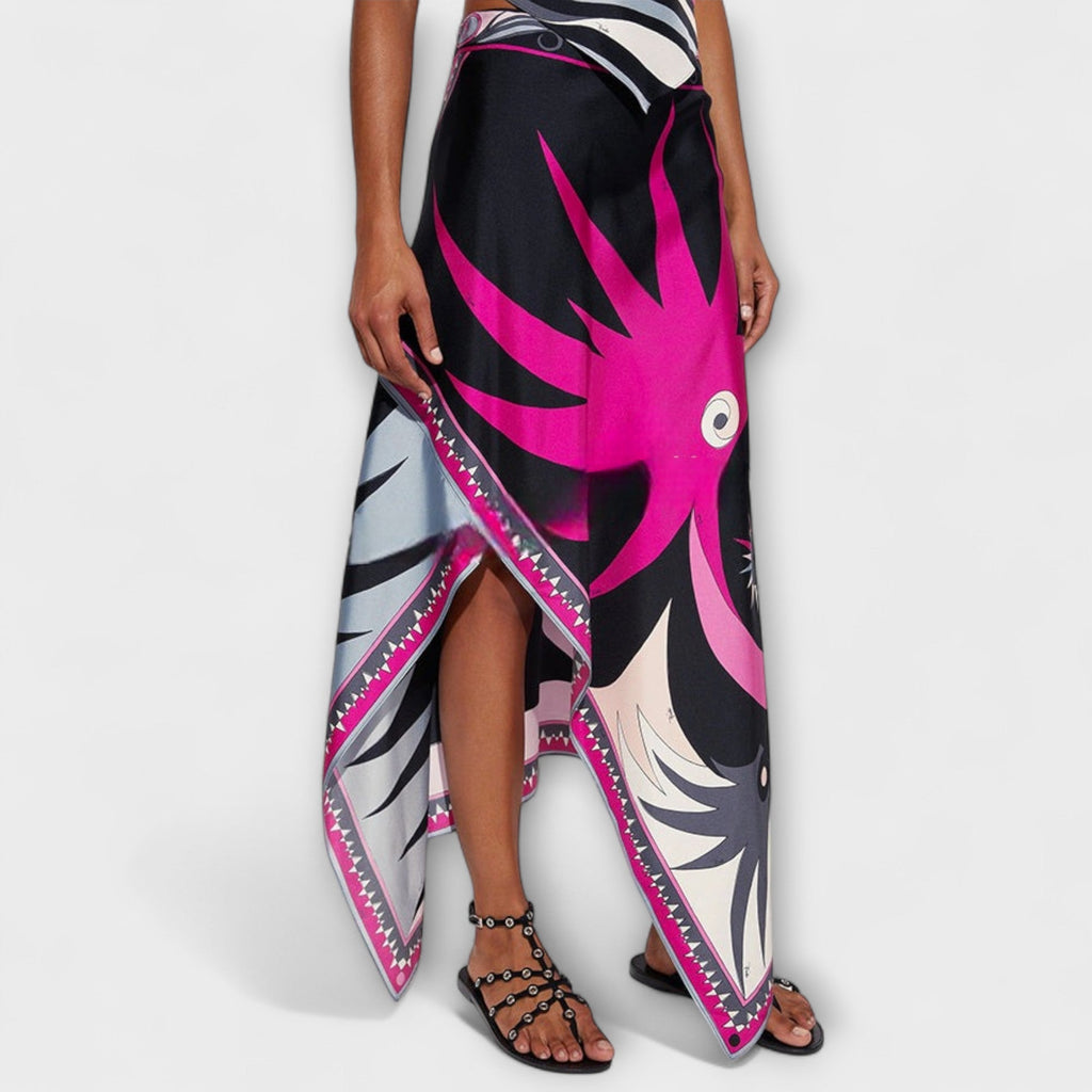 Everly | Halter Top and Asymmetrical Midi Skirt Set