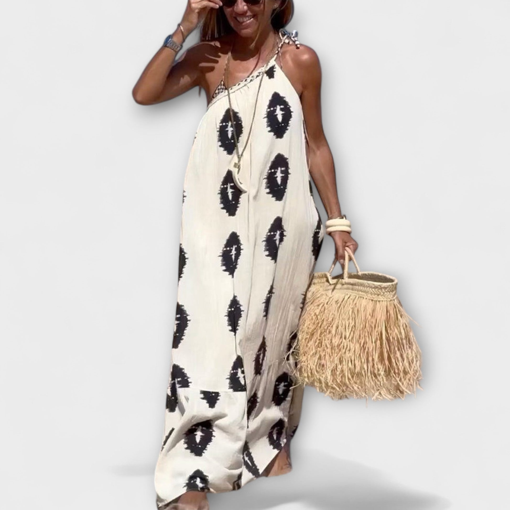Isla | One-Shoulder Maxi Dress with Sun Rays
