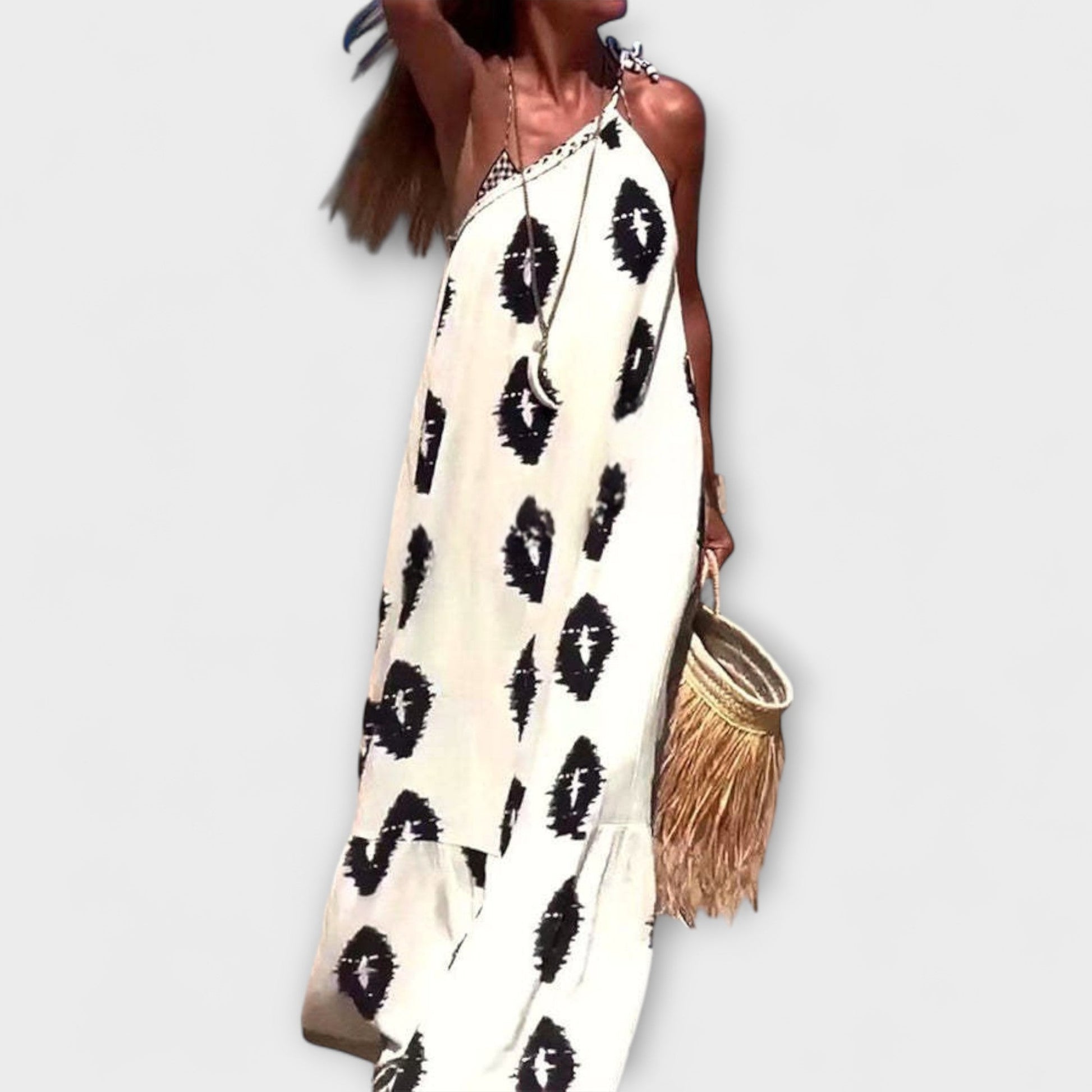 Isla | One-Shoulder Maxi Dress with Sun Rays