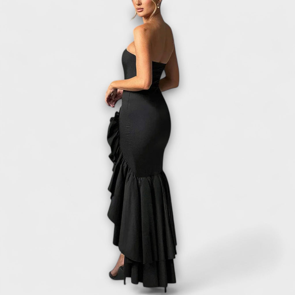 Zuri | Maxi dress with off-the-shoulder design and asymmetrical hem