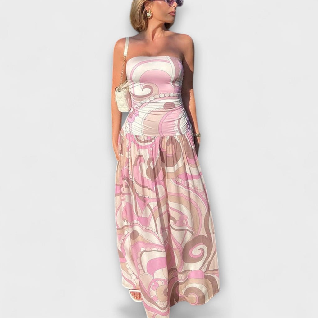 Tatum | Gorgeous pastel maxi dresses with off-the-shoulder design