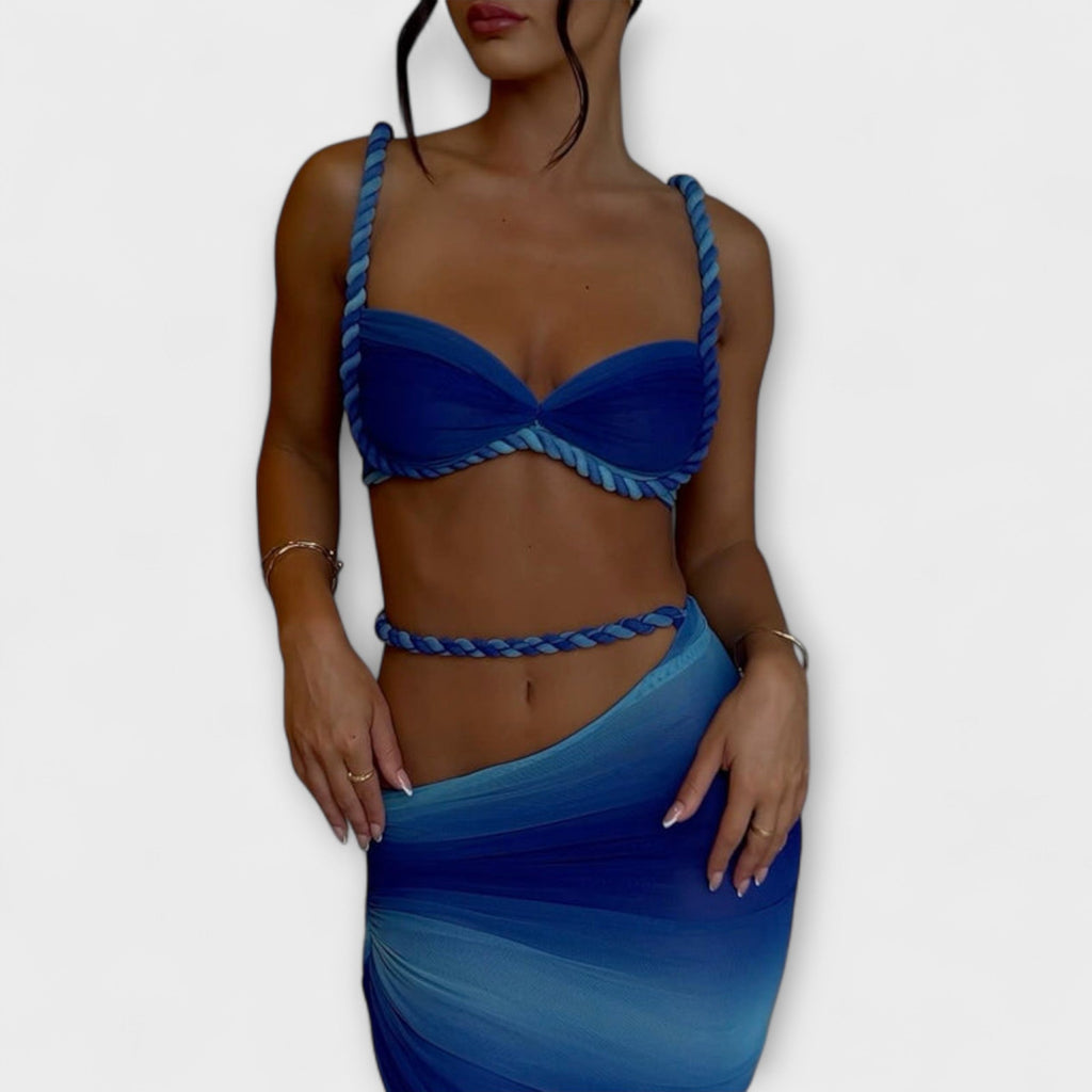 Jane | Stylish Gradient Braided Crop Top & Overskirt Duo