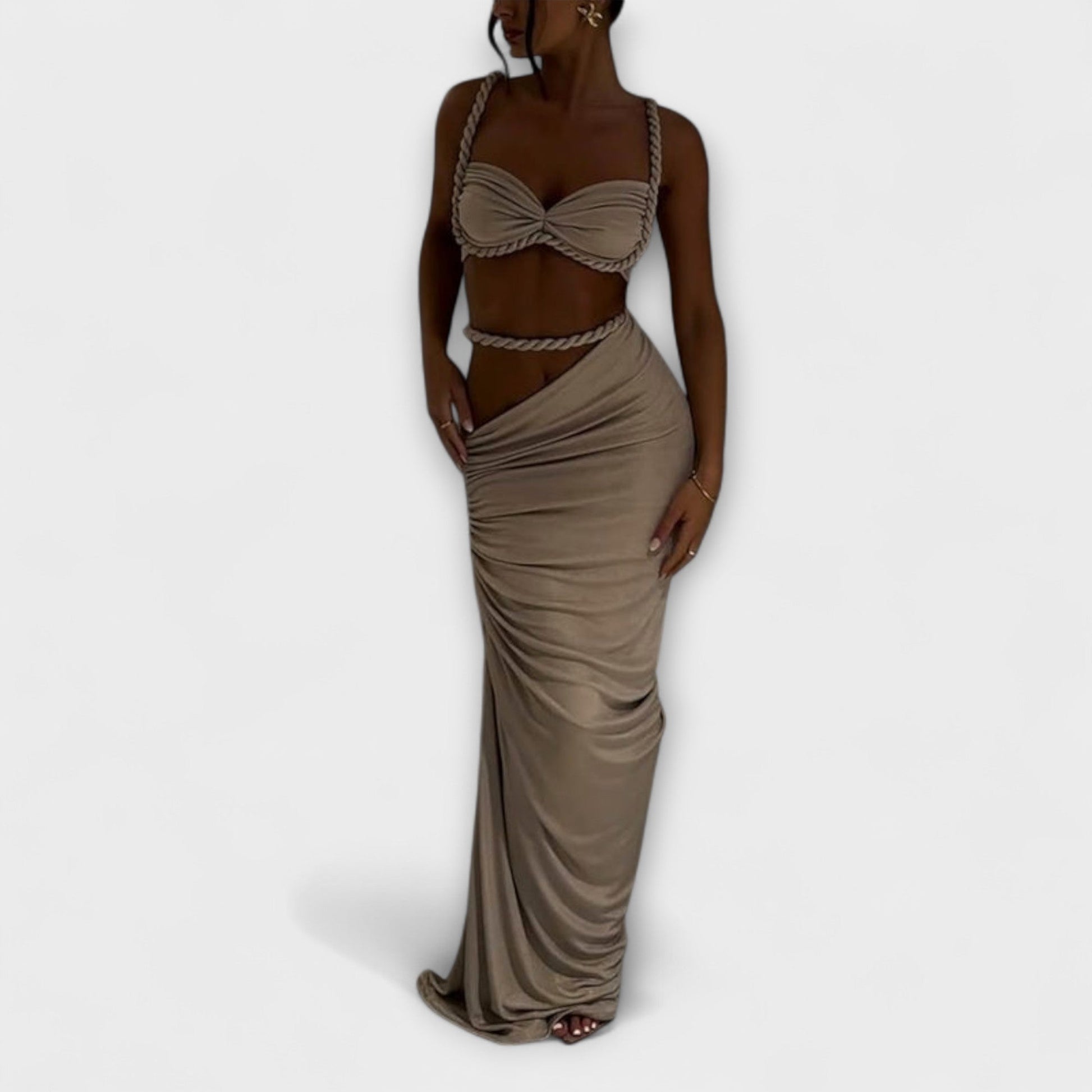 Jane | Stylish Gradient Braided Crop Top & Overskirt Duo