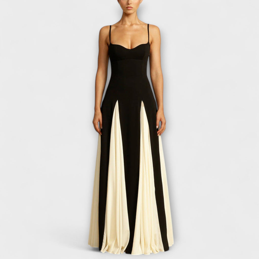Ember | Classic A-line Maxi Dress with Tulle Panels
