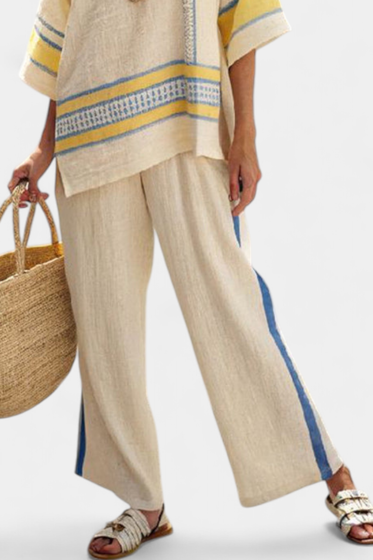 Madison | Yellow and Linen Trousers Set