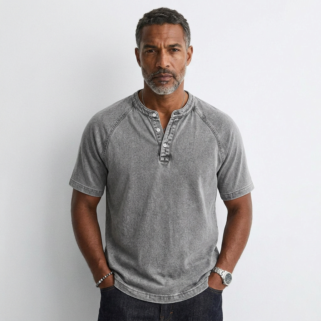Nicolas | Vintage Button T-Shirt for Men