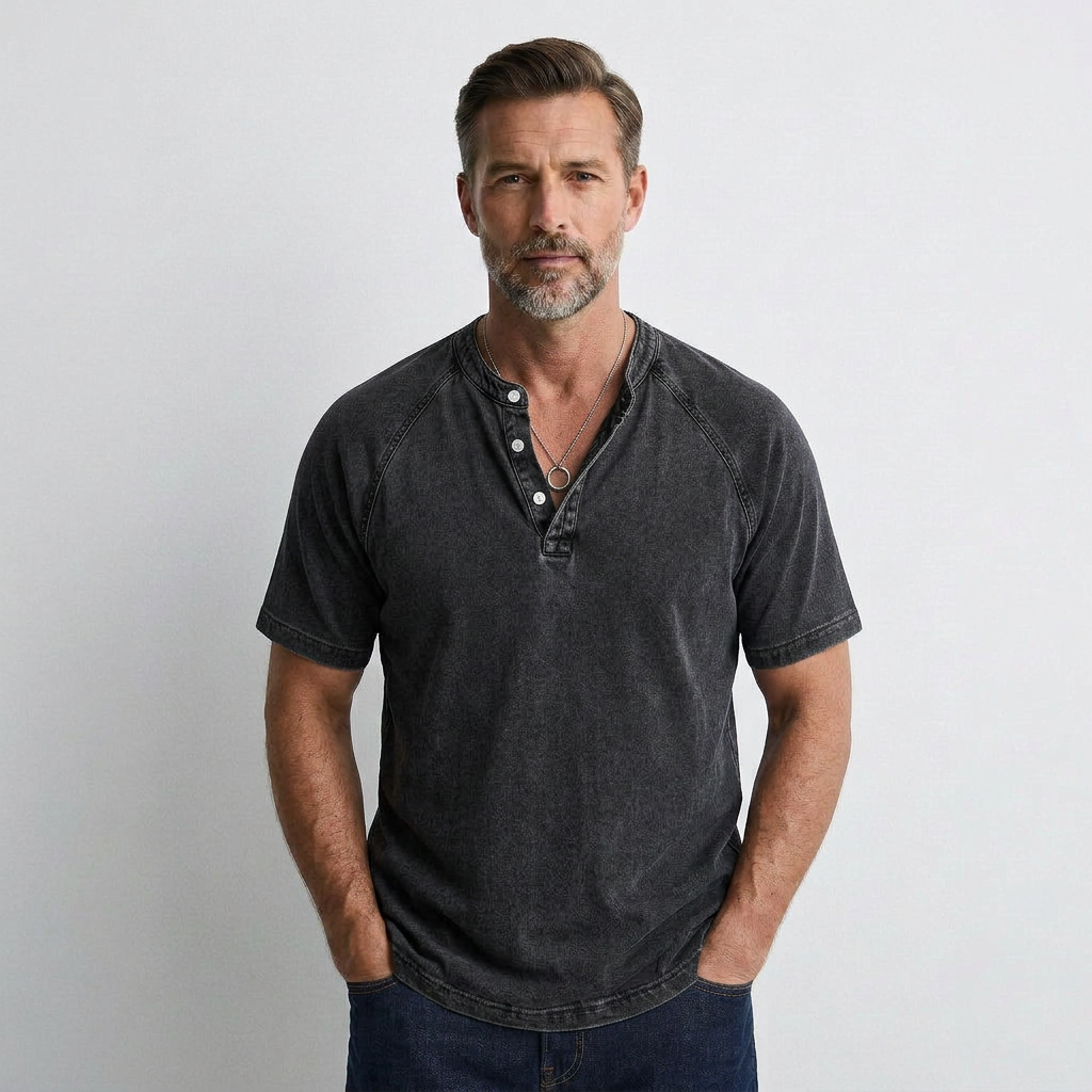 Thomas | Vintage Button T-Shirt for Men