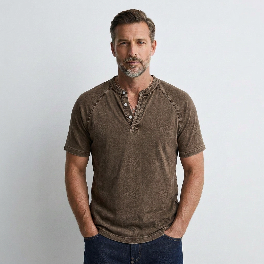 Lucas | Vintage Button-Up T-Shirt for Men