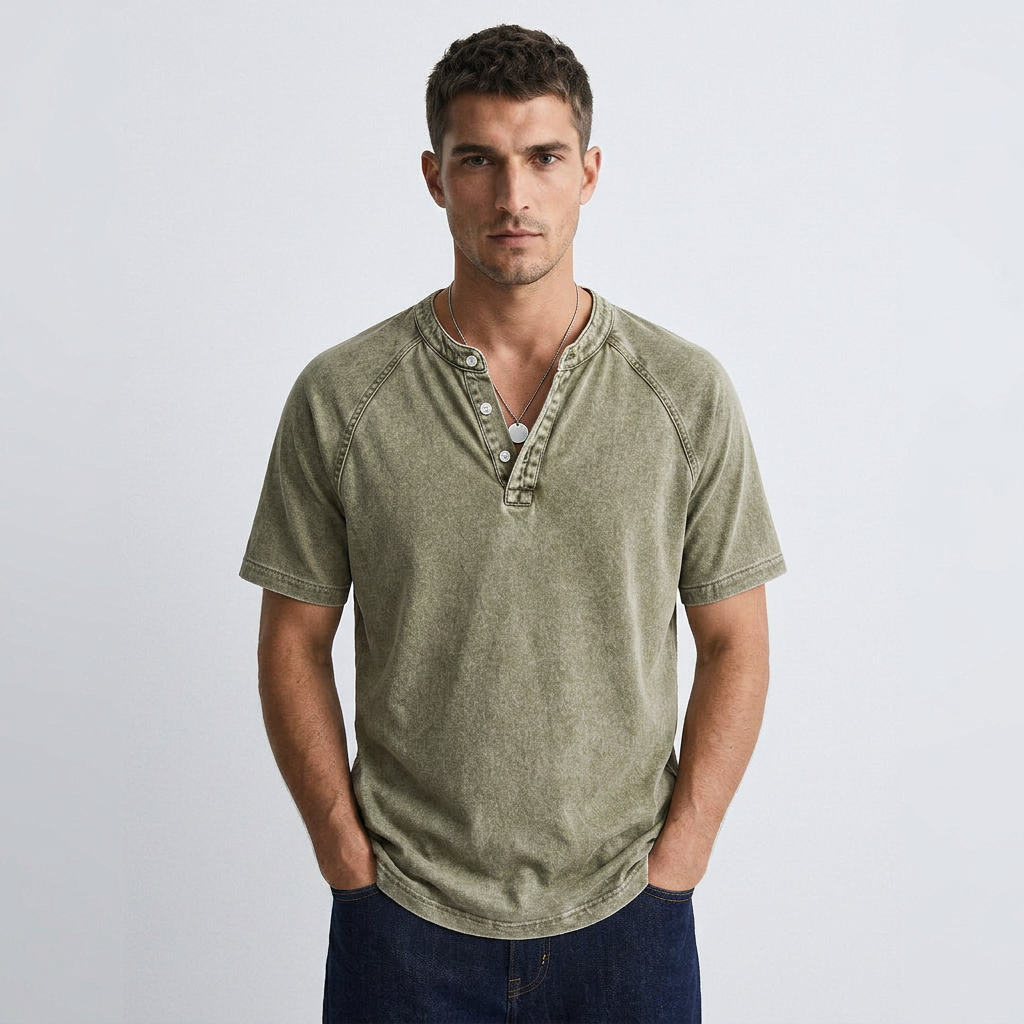 Jules | Vintage Button-Up T-Shirt for Men
