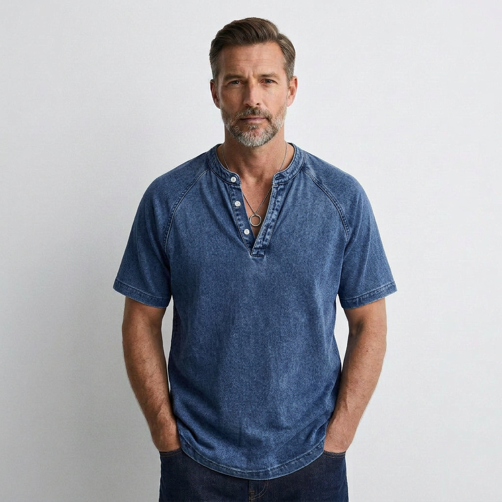 Pierre |  Vintage Button T-Shirt for Men